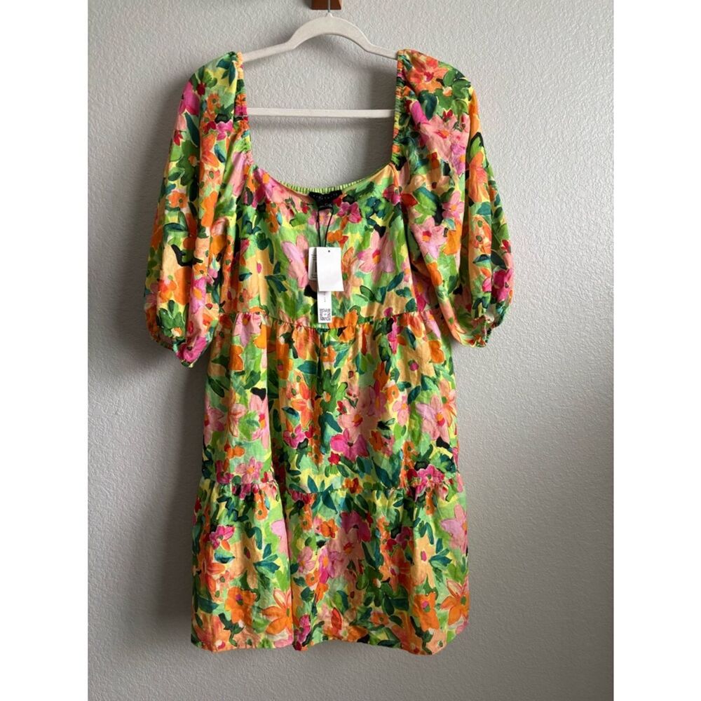 NWT Sanctuary Bright Green Floral Summer Dress